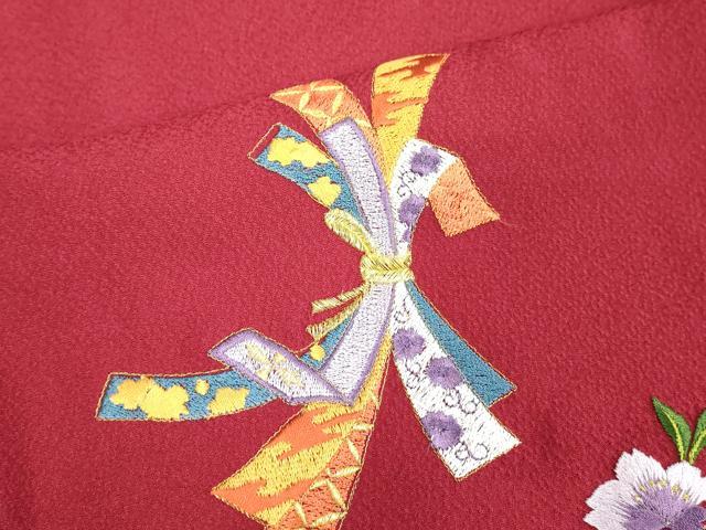 平和屋着物■豪華振袖 駒刺繍 御所車花文 暈し染め 金糸 正絹 逸品 DABE7725cd