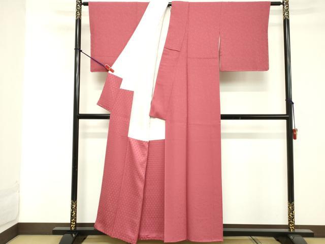 平和屋着物■上質な色無地 舞花地紋 今様色 正絹 逸品 未使用 DABE7738cd