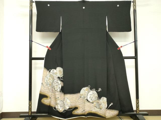 平和屋着物■豪華黒留袖 鼓芝文 金彩 正絹 逸品 DABE7744cd