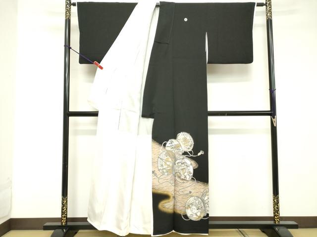 平和屋着物■豪華黒留袖 鼓芝文 金彩 正絹 逸品 DABE7744cd