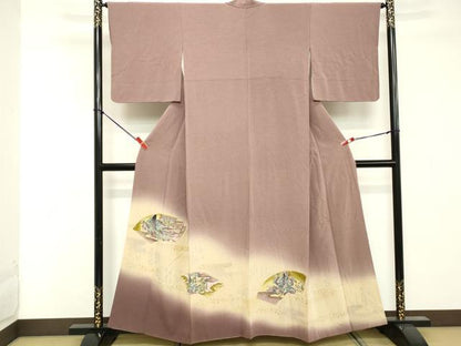 平和屋着物■色留訪問着 地紙女人文 和歌 暈し染め 金彩 正絹 逸品 DABE7749cd