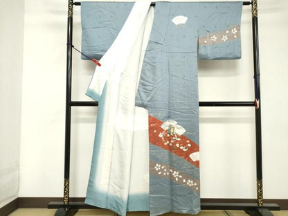 平和屋着物■訪問着 駒刺繍 絞り 地紙花文 金彩 正絹 逸品 DABE7750cd