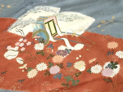 平和屋着物■訪問着 駒刺繍 絞り 地紙花文 金彩 正絹 逸品 DABE7750cd