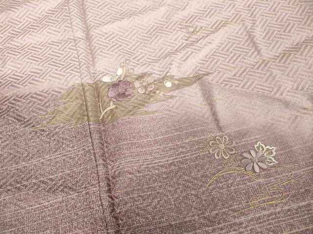 平和屋着物■訪問着 刺繍 草花文 暈し染め 金彩 正絹 逸品 DABE7753cd