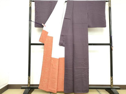 平和屋着物■上質な色無地 葡萄色 正絹 逸品 DABE7754cd