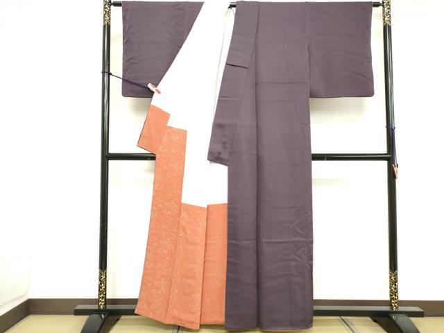 平和屋着物■上質な色無地 葡萄色 正絹 逸品 DABE7754cd