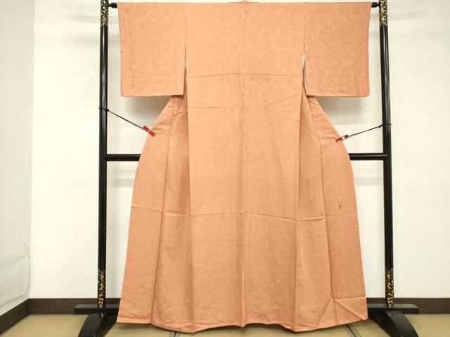 平和屋着物■本草木染作家 瑞寶 色無地 霞地紋 曙色 正絹 逸品 DABE7757cd