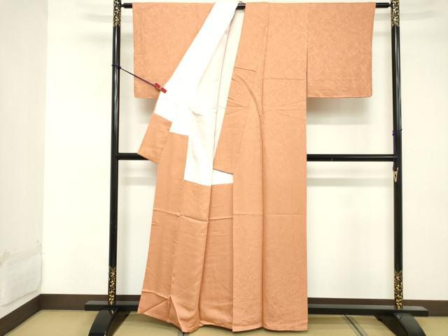 平和屋着物■本草木染作家 瑞寶 色無地 霞地紋 曙色 正絹 逸品 DABE7757cd