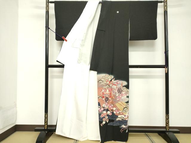 平和屋着物■豪華黒留袖 作家物 御所車花文 正絹 逸品 DABE7765cd