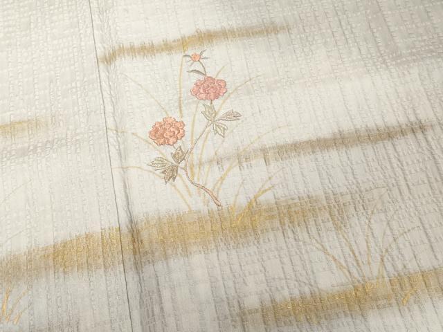 平和屋着物■訪問着 刺繍 草花文 暈し染め 金彩 正絹 逸品 DABE7778cd
