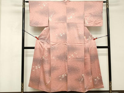 平和屋着物■上質な小紋 ろうけつ染め 枝葉文 暈し染め 正絹 逸品 DABE7782cd
