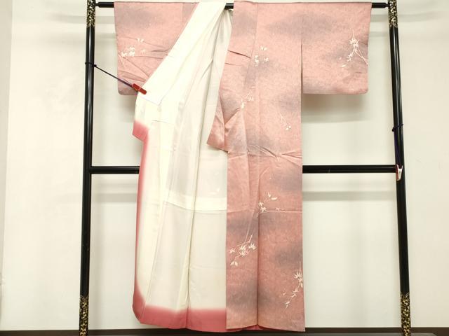 平和屋着物■上質な小紋 ろうけつ染め 枝葉文 暈し染め 正絹 逸品 DABE7782cd
