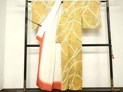 平和屋着物■上質な小紋 絞り 舞花文 暈し染め 正絹 逸品 DABE7783cd