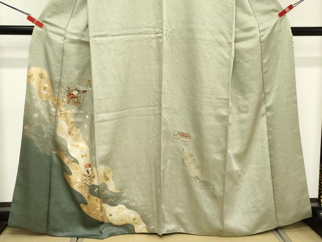 平和屋着物■訪問着 刺繍 地紙花文 暈し染め 金彩 正絹 逸品 DABE7785cd