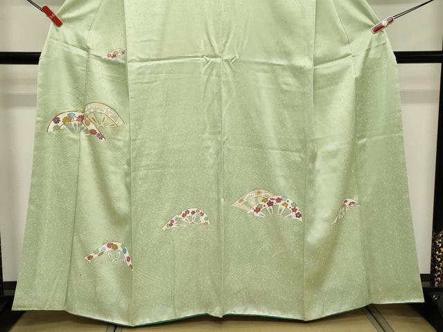 平和屋着物■訪問着　駒刺繍　片輪車花文　金彩　正絹　逸品　DABE7787cd