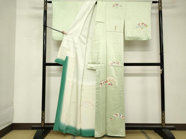 平和屋着物■訪問着　駒刺繍　片輪車花文　金彩　正絹　逸品　DABE7787cd