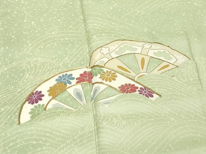 平和屋着物■訪問着　駒刺繍　片輪車花文　金彩　正絹　逸品　DABE7787cd