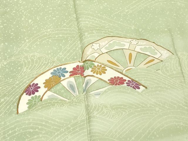 平和屋着物■訪問着　駒刺繍　片輪車花文　金彩　正絹　逸品　DABE7787cd