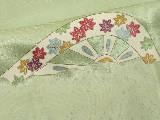 平和屋着物■訪問着　駒刺繍　片輪車花文　金彩　正絹　逸品　DABE7787cd