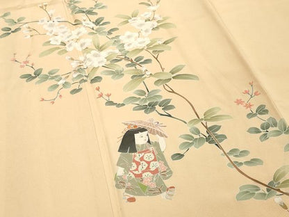 平和屋着物■訪問着　友禅　枝花文　童子遊び　正絹　逸品　DABE7790cd
