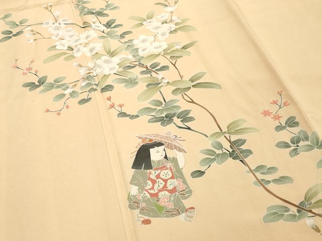 平和屋着物■訪問着　友禅　枝花文　童子遊び　正絹　逸品　DABE7790cd