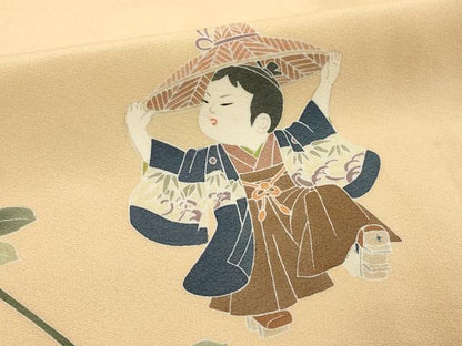 平和屋着物■訪問着　友禅　枝花文　童子遊び　正絹　逸品　DABE7790cd