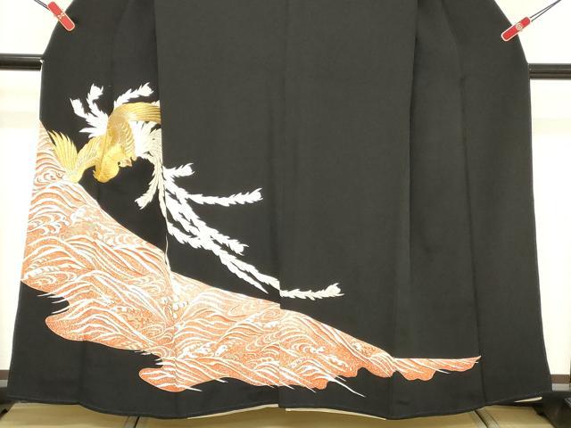 平和屋着物■豪華黒留袖　刺繍　立波鳳凰文　金彩　正絹　逸品　DABE7792cd