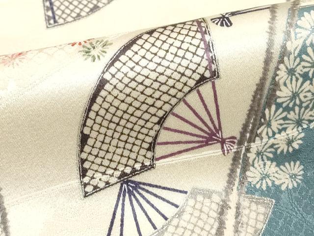 平和屋着物■上質な小紋　扇面吉祥花文　銀彩　鈴乃屋扱い　正絹　逸品　DABE7795cd
