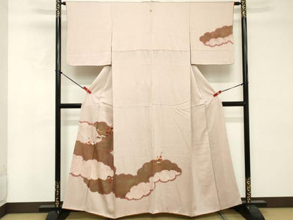 平和屋着物■訪問着　駒刺繍　絞り　雲重ね花文　金彩　正絹　逸品　DABE7799cd