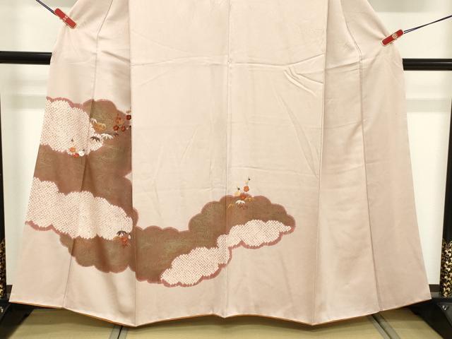 平和屋着物■訪問着　駒刺繍　絞り　雲重ね花文　金彩　正絹　逸品　DABE7799cd