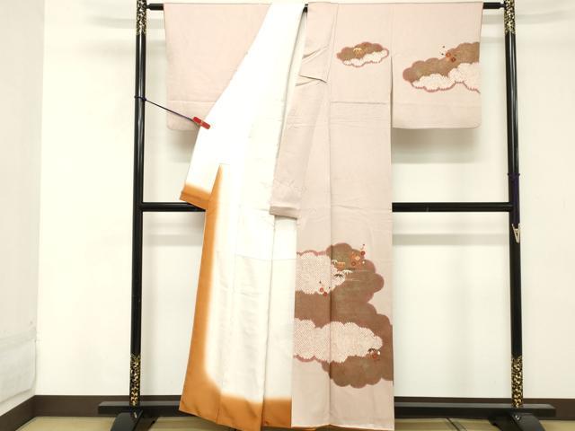 平和屋着物■訪問着　駒刺繍　絞り　雲重ね花文　金彩　正絹　逸品　DABE7799cd