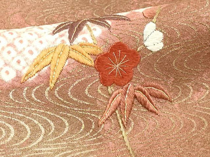 平和屋着物■訪問着　駒刺繍　絞り　雲重ね花文　金彩　正絹　逸品　DABE7799cd