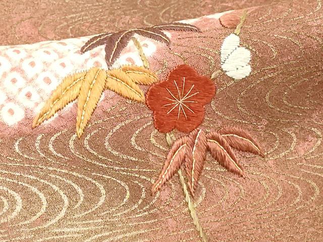 平和屋着物■訪問着　駒刺繍　絞り　雲重ね花文　金彩　正絹　逸品　DABE7799cd