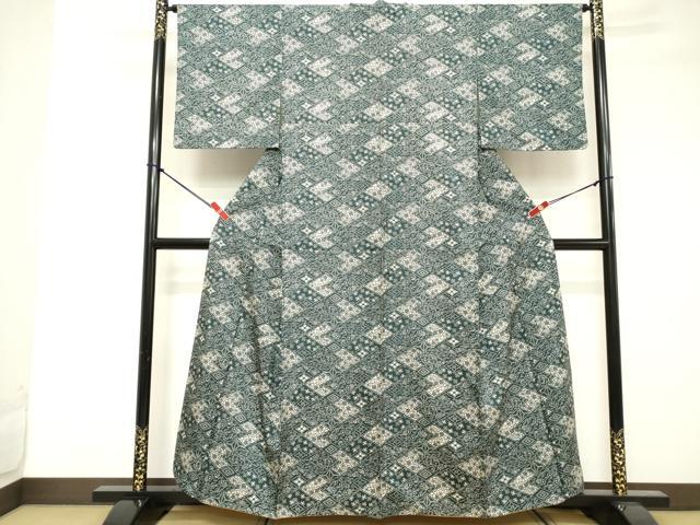 平和屋着物■本場染大島紬　切嵌吉祥文　正絹　逸品　DABE7803cd