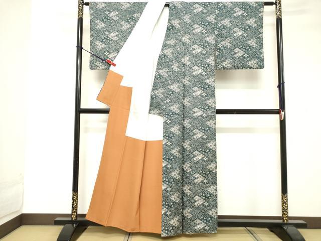 平和屋着物■本場染大島紬　切嵌吉祥文　正絹　逸品　DABE7803cd