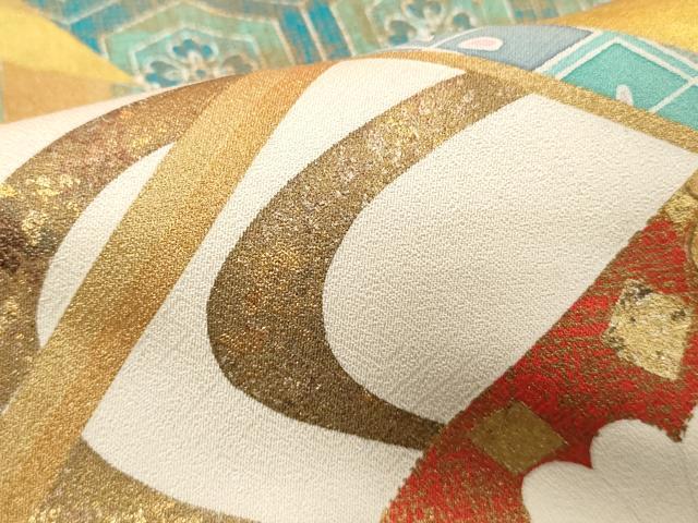 平和屋着物■豪華振袖　駒刺繍　地紙花文　金彩　正絹　逸品　DABE7809cd