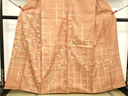 平和屋着物■訪問着　紬地　刺繍　枝花文　金彩　正絹　逸品　DABE7818cd
