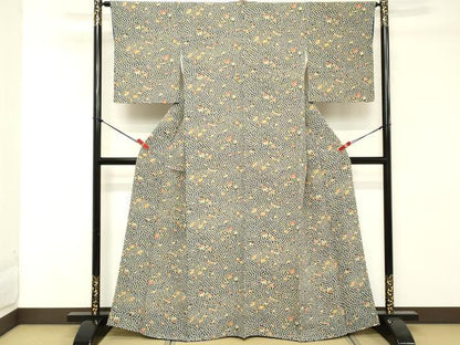 平和屋着物■上質な小紋　宝尽くし　鬼しぼ縮緬　正絹　逸品　DABE7821cd