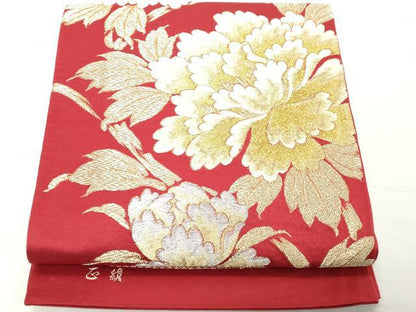 平和屋着物◎六通柄袋帯 唐織 舞花文 金銀糸 正絹 逸品 DABE7823cd