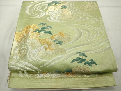 平和屋着物◎六通柄袋帯 唐織 流水風景文 金銀糸 正絹 逸品 DABE7824cd