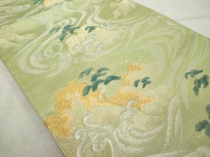 平和屋着物◎六通柄袋帯 唐織 流水風景文 金銀糸 正絹 逸品 DABE7824cd
