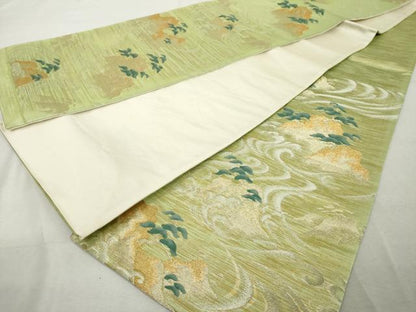 平和屋着物◎六通柄袋帯 唐織 流水風景文 金銀糸 正絹 逸品 DABE7824cd