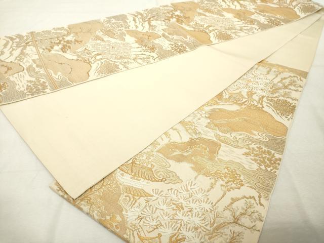 平和屋着物◎六通柄 本袋帯 唐織 風景文 金糸 正絹 逸品 DABE7827cd