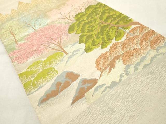 平和屋着物◎六通柄袋帯 唐織 風景文 金糸 正絹 逸品 DABE7831cd