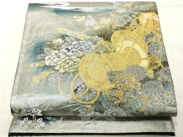 平和屋着物◎六通柄袋帯 源氏絵巻 雅楽 金銀糸 正絹 逸品 DABE7832cd