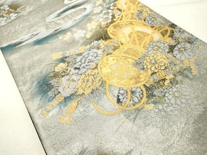 平和屋着物◎六通柄袋帯 源氏絵巻 雅楽 金銀糸 正絹 逸品 DABE7832cd