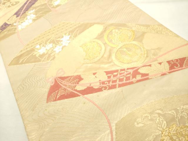 平和屋着物◎六通柄袋帯 唐織 吉祥花文 金糸 正絹 逸品 DABE7834cd