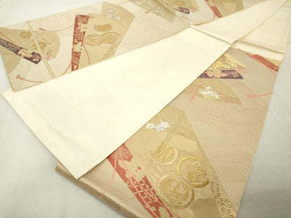 平和屋着物◎六通柄袋帯 唐織 吉祥花文 金糸 正絹 逸品 DABE7834cd