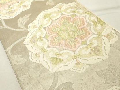 平和屋着物◎六通柄袋帯 唐織 舞花文 金糸 正絹 逸品 DABE7838cd