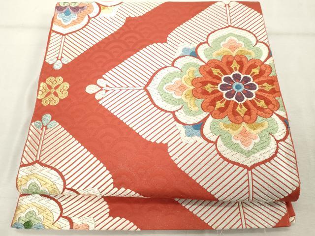 平和屋着物◎六通柄袋帯 唐織 花菱文 正絹 逸品 DABE7841cd